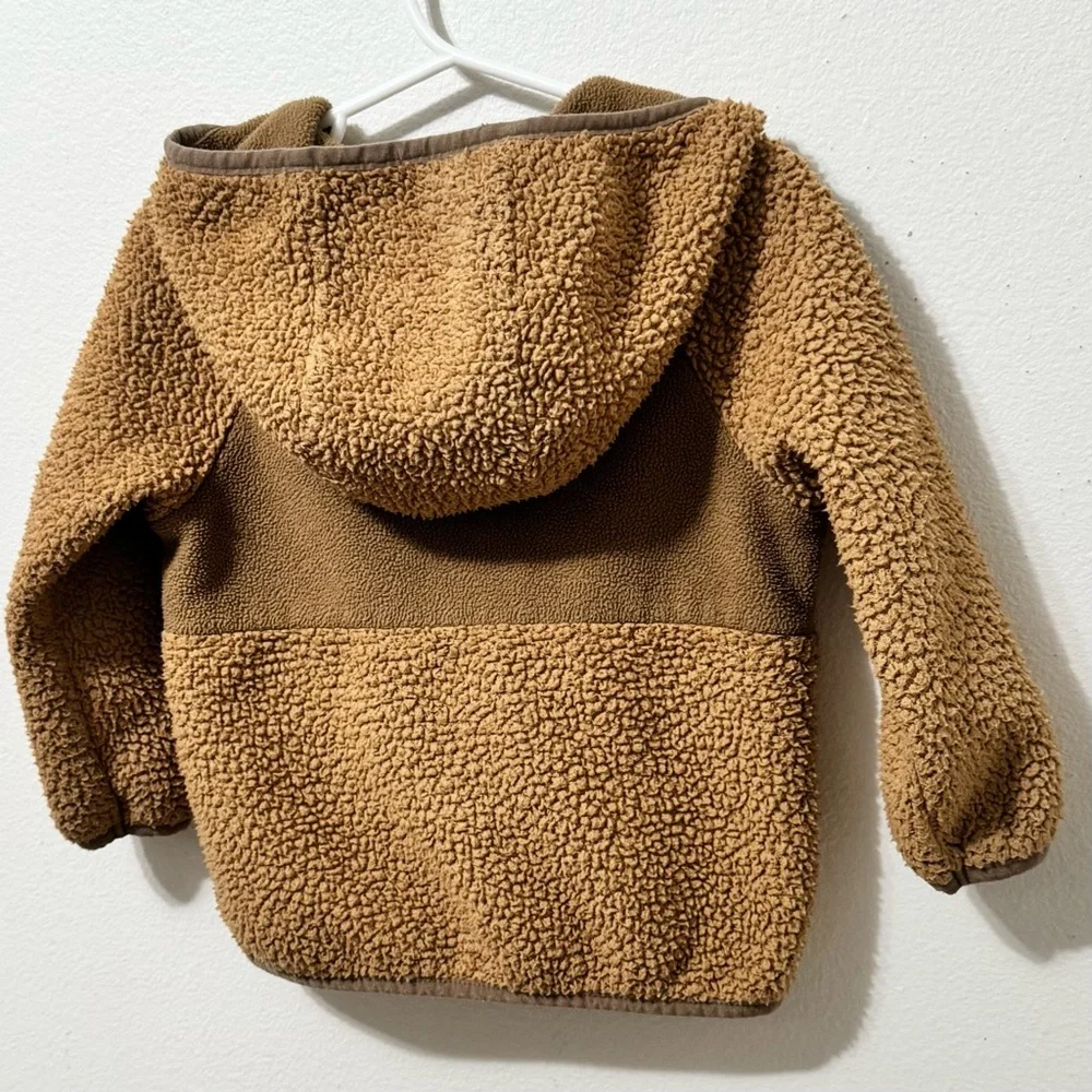 CAT & JACK · TODDLER BOYS' TAN TEDDY FULL ZIP HOODED FLEECE JACKET - 2T - Picture 5 of 5